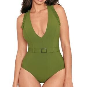 Skinny Dippers Miraclesuit NWT Jelly Beans Cinch Ruffle Sleeve One Piece Size S